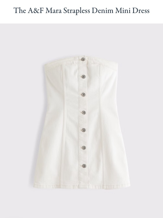 Abercrombie & Fitch Dresses & Skirts - Abercrombie & Fitch White Strapless Button-Front Denim Mini Dress